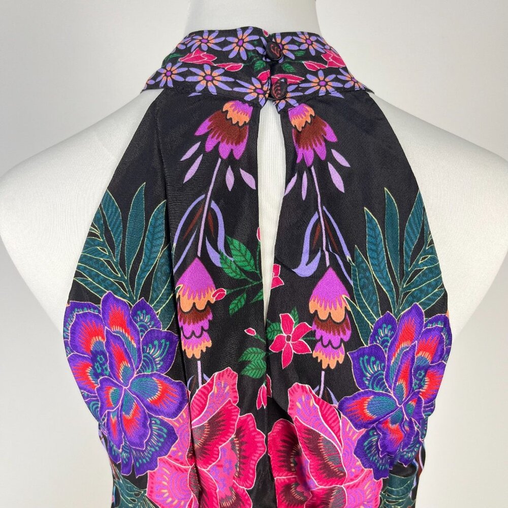 NWT Johnny Was Jade Women's Devi Silk Blend Halter Floral Blouse Size M - Picture 6 of 12